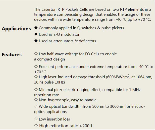 Rtp Pockels Cell Q Switch Q Switch Laserton Optic